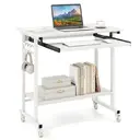 White Mobile Computer Desk With Keyboard Tray