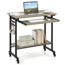 Gray Mobile Computer Desk With Keyboard Tray