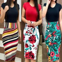 Printed Office Midi Pencil Dress Large Women