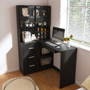 Computer Desk With Glass Cabinets & Built-In LED