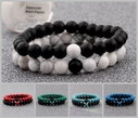 Natural stone couple distance bracelet