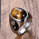 Vintage Men Boy Oval Tiger Eye Brown Stones