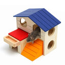 Wooden Hamster Toys Blue Top Villa Chalet Small