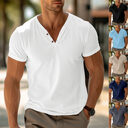 Men's T-shirt Summer Beach Short Sleeve Casual Solid