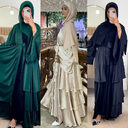 Muslim Fashion Solid Color Robe Abaya Outer Wear