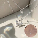 Fashion Jewelry Double Butterfly Necklace Gold Plated Pendant
