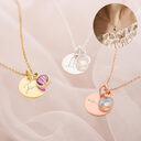 Personalized Name Engraving Necklace Birthstone Pendants Stackable Jewelry