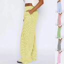 Striped Trousers With Pockets Ins Fashion Casual Wide