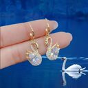 Sweet Rhinestone Swan Earrings Ins Fashion For Women
