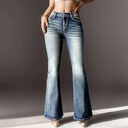 Women's Vintage Jeans High Elastic Pocket Embroidered