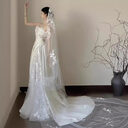 Satin Lace Wedding Veil Tube Top Fishtail Dress