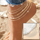 5Pcs Bohemian Airplane Chain Ankle Fashion Design Heart-shaped