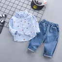 Children's Clothing Autumn Korean Style Casual Shirt Two-piece