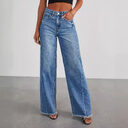 Women's Loose Wide-leg Side Seam Stitching Frayed Hem