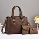 Woven Texture Three-piece Set Large Capacity One Shoulder