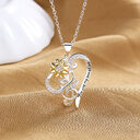 Pastoral Style Two-color Sunflower Pendant Trend Heart Clavicle