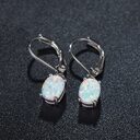 Four-claw Oval Opal Earrings European And American Ornament