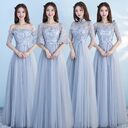 Long Bridesmaid Blue Wedding Dress Girlfriends Party