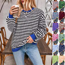 Loose Striped Long Sleeve T-shirt Casual Pullover Sweater