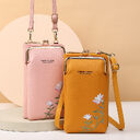 Flower Embroidery Phone Bag With Lock Buckle Outdoor