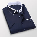 Short-sleeved Short Sleeve Men Clothing Shirt Slim-fitting Iron-free