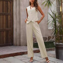 Commuter Suits Summer Button And Staight Trousers Womens