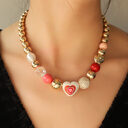 Fashion Original Design Heart Peach Pearl Combination Bracelet