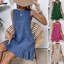 Summer Ruffle Dress Fashion Loose Sleeveless Straight Beach