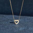 S925 Sterling Silver Overlapping Double Hollow Heart Necklace