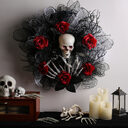 Halloween Red Rose Skull Mesh Garland Door Hanging