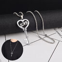 Stainless Steel Necklaces Sweet Heart Key Pendants Choker