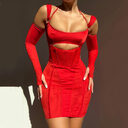 Women's Sling Tight Dress Fashion Backless Mesh See-through