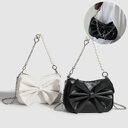 Black White PU Bow Handbags Autumn Winter Ladies