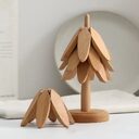 Wooden Christmas Tree Folding Coaster Black Walnut Thick