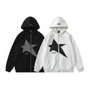 Pentagram Geometry Paste Cloth Embroidery Hooded Cardigan Sweater