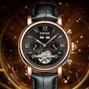 Automatic Mechanical Men's Authentic Leather Hollow Out Watch