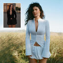 Slim Suits V-neck ZIpper Long-sleeved Top And Mini