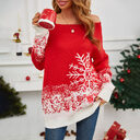 Little Snowflake Christmas Sweater Casual Off-the-shoulder Women