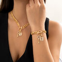 Thick Chain With Shiny Lock And Key Pendant