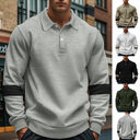 Fashion Long-sleeved Lapel Polo Shirt With Button Men's