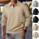 Lapel Jacquard Half-zipper Sweatshirt Fashion Solid Color Long-sleeved