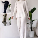 Turtleneck Knitted Suit Loose Split Design Long-sleeved Top