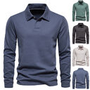 Fashion Lapel Long-sleeved Polo Shirt Men's Casual Solid