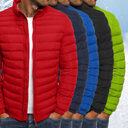 Men Jacket Zipper Solid Color Long Sleeves Pockets