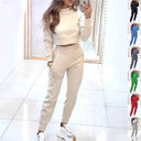 Stand Collar Sports Suit Fashion Pullover Long-sleeves Short