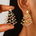 Christmas Earrings With Tree Colorful Zircon For Women