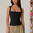 Summer Square-neck Tank Vest Ins Fashion Slim Solid