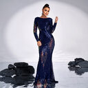 Long Sleeve Temperament Crew Neck Sexy Sequined Banquet