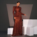 Long Sleeve Round Neck Sexy Slim Sequined Banquet
