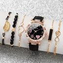 Women's Diamond Dial Belt Quartz Watch Beaded Bracelet